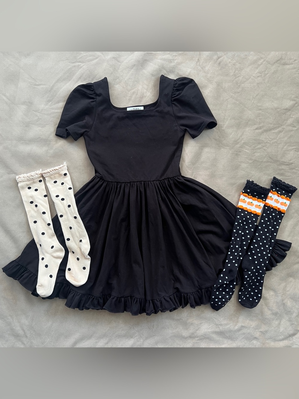 Girlhood/LSC Black Mod Twirl and coordinating knee socks